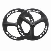 ราคา ล้อเสือหมอบ ล้อคาร์บอน ICAN 3S carbon wheel 3 spokes with powerway black hubs carbon track wheel TRI-SPOKE, (11998)