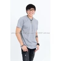 ราคา L เสื้อยืด สีเทาท็อปดาย คอกลม แขนสั้น Size L (59)