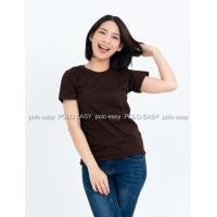 ราคา M เสื้อยืด สีน้ำตาล คอกลม แขนสั้น Size M (125)