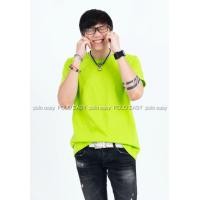 ราคา XL เสื้อยืด สีเขียวมะนาว คอกลม แขนสั้น Size XL (157)