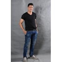 ราคา 3XL เสื้อยืด สีดำ คอวี แขนสั้น Size 3XL (256)