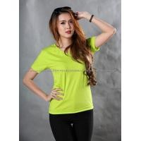 ราคา L เสื้อยืด สีเขียวมะนาว คอวี แขนสั้น Size L (345)