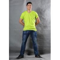 ราคา XL เสื้อยืด สีเขียวมะนาว คอวี แขนสั้น Size XL (346)