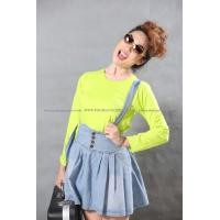 ราคา เสื้อยืด สีเขียวมะนาว คอกลม แขนยาว Size M (537)