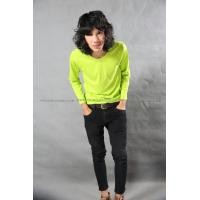 ราคา เสื้อยืด สีเขียวมะนาว คอกลม แขนยาว Size XL (539)