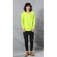 ราคา เสื้อยืด สีเขียวมะนาว คอกลม แขนยาว Size 2XL (540)