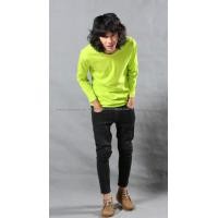 ราคา เสื้อยืด สีเขียวมะนาว คอกลม แขนยาว Size 4XL (542)