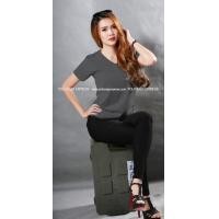 ราคา L เสื้อยืด สีดำท็อปดาย คอวี แขนสั้น Size L (1474)