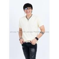 ราคา S เสื้อยืด สีครีม คอกลมแขนสั้น Size S แขนสั้น (1549)