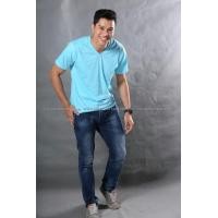 ราคา XL เสื้อยืด สีฟ้าอ่อน คอวี แขนสั้น Size XL (1783)