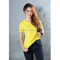 ราคา L เสื้อยืด สีเหลือง คอวี แขนสั้น Size L (1810)