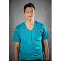 ราคา เสื้อยืด สีเขียวหยก คอวี แขนสั้น Size 2XL (1911)