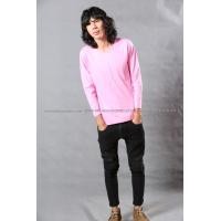 ราคา เสื้อยืด สีชมพูอ่อน คอกลม แขนยาว Size 3XL (2045)
