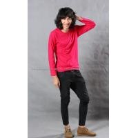 ราคา เสื้อยืด สีชมพูบานเย็น คอกลม แขนยาว Size 2XL (2065)