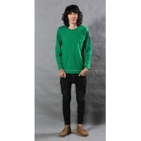 ราคา เสื้อยืด สีเขียวใบไม้ คอกลม แขนยาว Size 2XL (2086)