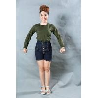 ราคา เสื้อยืด สีเขียวขี้ม้า คอกลม แขนยาว Size M (2090)