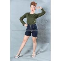 ราคา เสื้อยืด สีเขียวขี้ม้า คอกลม แขนยาว Size L (2091)