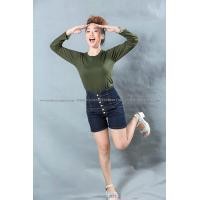 ราคา เสื้อยืด สีเขียวขี้ม้า คอกลม แขนยาว Size XL (2092)