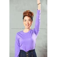 ราคา เสื้อยืด สีม่วงอ่อน คอกลม แขนยาว Size M (2104)
