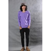 ราคา เสื้อยืด สีม่วงอ่อน คอกลม แขนยาว Size XL (2106)