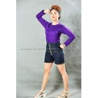 ราคา เสื้อยืด สีม่วงเข้ม คอกลม แขนยาว Size S (2110)