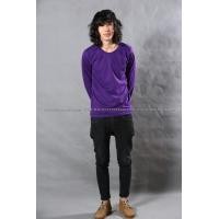 ราคา เสื้อยืด สีม่วงเข้ม คอกลม แขนยาว Size 3XL (2115)