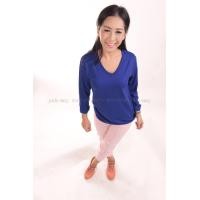 ราคา เสื้อยืด สีน้ำเงิน คอวี แขนยาว Size 3XL (2178)