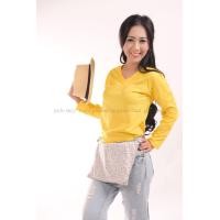 ราคา เสื้อยืด สีเหลือง คอวี แขนยาว Size 3XL (2192)