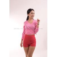ราคา เสื้อยืด สีชมพูอ่อน คอวี แขนยาว Size M (2230)