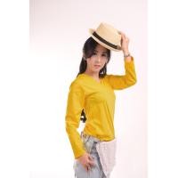 ราคา เสื้อยืด สีเหลืองมัสตาร์ด คอวี แขนยาว Size L (2541)