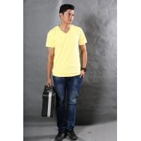 ราคา M เสื้อยืด สีเหลืองพาสเทล คอวี แขนสั้น Size M (2558)