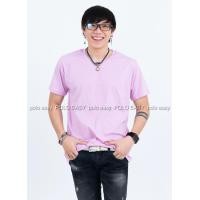 ราคา L เสื้อยืด สีม่วงพาสเทล คอกลม แขนสั้น Size L (2896)