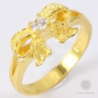 ราคา แหวนโบว์ติดเพชรสังเคราะห์ ทอง 96.5% หนัก 1 สลึง (GD499-2)