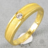 ราคา แหวนเรียบติดเพชรรัสเซีย 1 สลึง (GD406)
