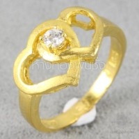ราคา แหวนหัวใจคู่ติดเพชรรัสเซีย 1 สลึง (GD407)