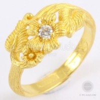 ราคา แหวนพุ่มดอกไม้ ติดเพชรสังเคราะห์ ทอง 96.5% หนัก 1 สลึง (GD499-15)