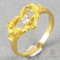 ราคา แหวนหัวใจดอกไม้ติดเพชรรัสเซีย 1 สลึง (GD420)