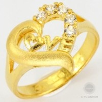 ราคา แหวนหัวใจ Love ติดเพชรสังเคราะห์ ทอง 96.5% หนัก 2 สลึง (GD870)