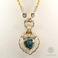 ราคา จี้บลูโทปาซล้อมเพชรและเปลือกมุก (DR125)