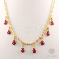 ราคา สร้อยทับทิมพม่าหลังเบี้ยแท้ ตัวเรือนทอง 90% (DR126)