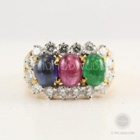 ราคา แหวนไพลิน-ทับทิม-มรกต ล้อมเพชร (DR165)