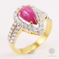 ราคา แหวนทับทิมเนื้อแก้วทรงหยดน้ำล้อมเพชร 0.775 ct (DR212)