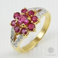 ราคา แหวนทับทิมพม่ากระจุกบ่าเพชรแท้ (SU016)