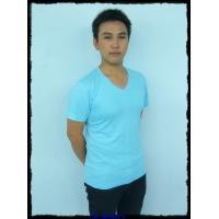 ราคา เสื้อยืดเปล่า No.20 สีฟ้า Size M คอวี (000094)
