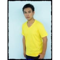 ราคา เสื้อยืดเปล่า No.20 สีเหลือง Size L คอวี (000022)