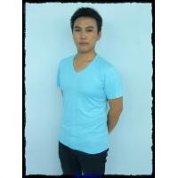 ราคา เสื้อยืดเปล่า No.20 สีฟ้า Size XL คอวี (000098)