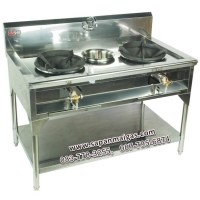 ราคา เตาแก๊สแรงดันสูง 2 หัวเตา มีรางน้ำ พร้อมขาตั้งสแตนเลส (000458)