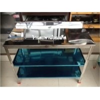 ราคา โต๊ะวางเตา สแตนเลสทั้งตัว ขนาดใหญ่พิเศษ 1 เมตร 3 ชั้น (000583)