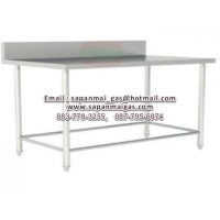 ราคา โต๊ะสแตนเลส 180ซม. มีปีกหลังขากลม (002083)