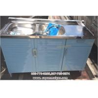 ราคา ตู้ครัวอ่าง2หลุม ทรงเตี้ย ขนาด 1.20ม. ประตูบานเกร็ด รุ่น LAB 120 (001745)